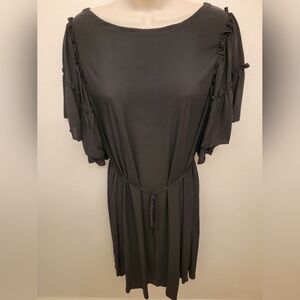 NWT Loft Black Dress with Butterfly Ruffled Sleeves and String Belt